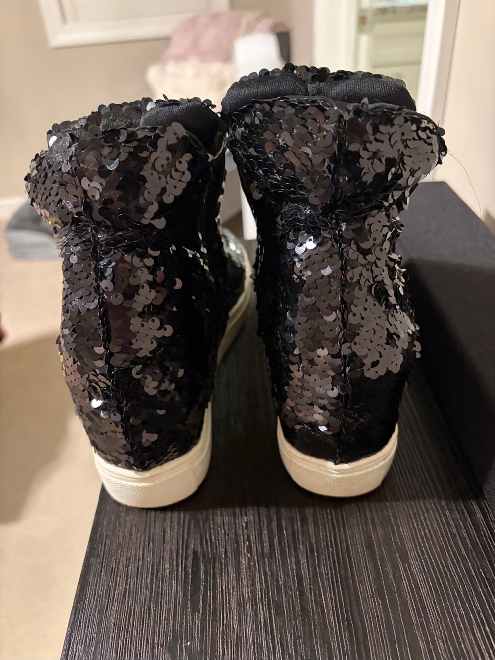 Cape Robbin Black Sequin Wedge Sneaker - Picture 4 of 6